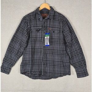 Orvis Mens Gray Plaid Flannel Button Down Shirt Heavyweight Large NEW